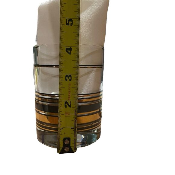 Set Culver Gold Black Stripe Glassware Glasses Vtg Mid Century MCM Highball USA - Picture 11 of 12